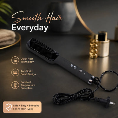 Electric Heated Hair Straightener Brush