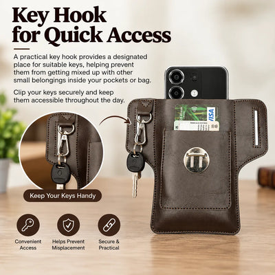 Leatherite Waist Pouch with Mobile Pocket & Key Hook