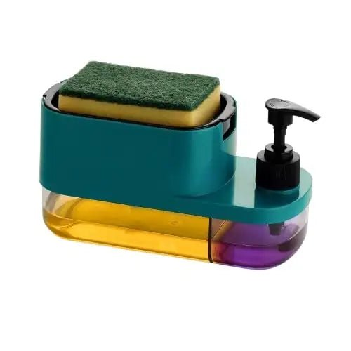 3 in 1 Dish Soap Pump Dispenser with Sponge Holder | Clay & Plastic Kitchen Sink Organizer | Liquid Soap Dispenser - Dreamzhub