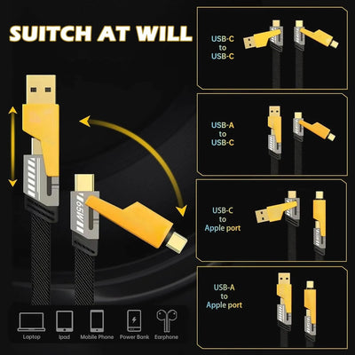 3 - in - 1 Fast Charging Cable – USB to Type - C, Micro USB & Lightning Charger with Braided Design - Dreamzhub