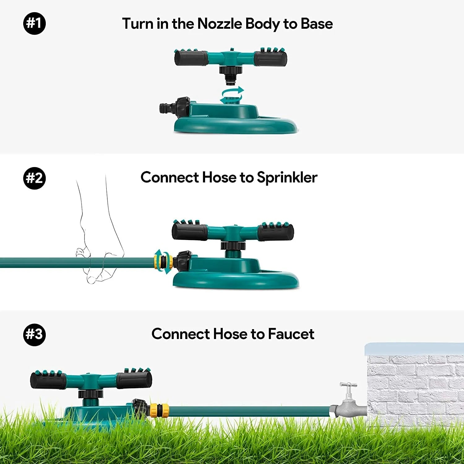 360° Rotating Garden Sprinkler – Automatic Lawn & Plant Watering System for Even Coverage - Dreamzhub