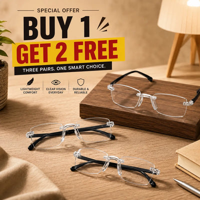 Rimless Reading Glasses with Adaptive Vision & Screen Protection Buy 1 Get 2 FREE
