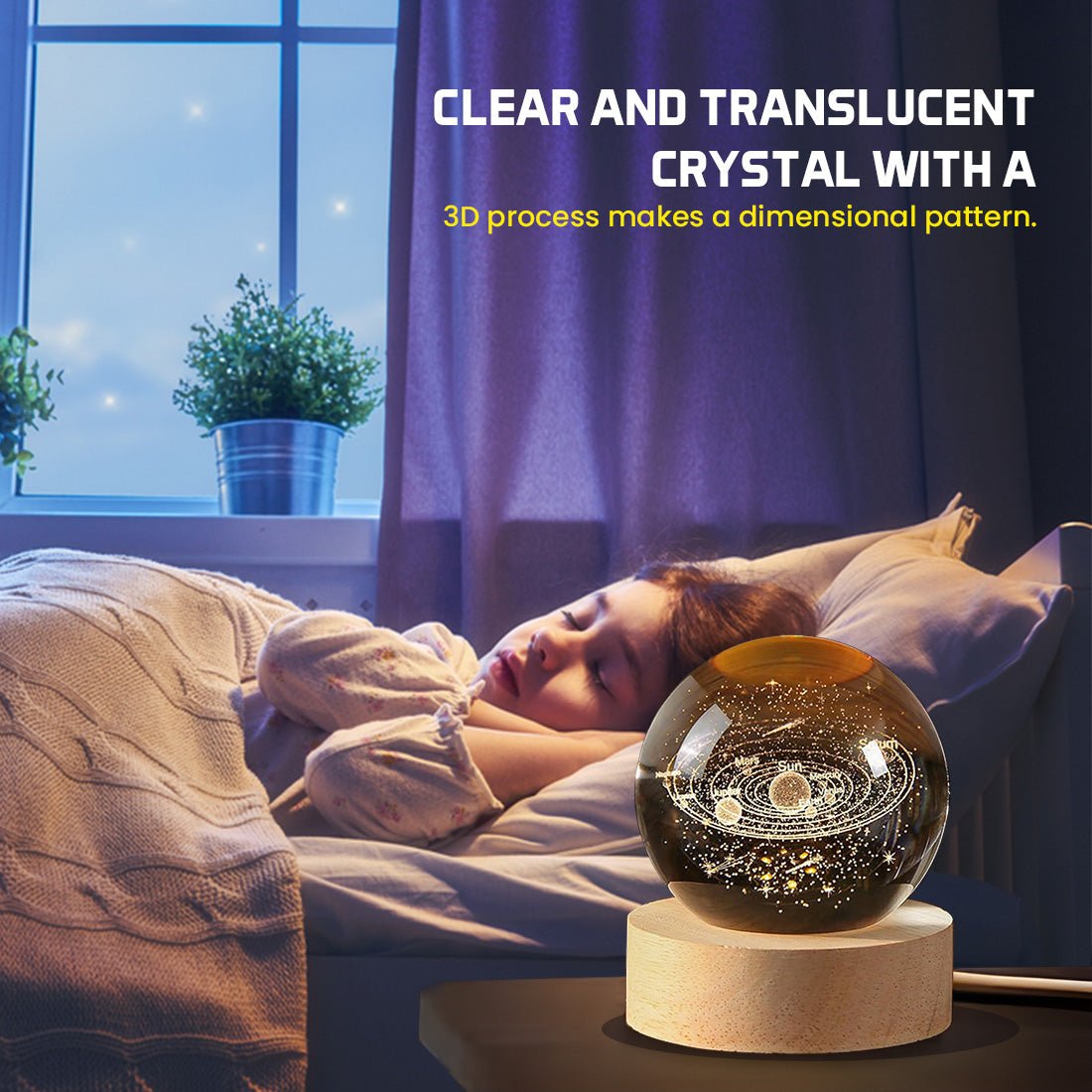 3D Crystal Ball Solar System Night Lamp | Cosmic Elegance for Your Room - Dreamzhub