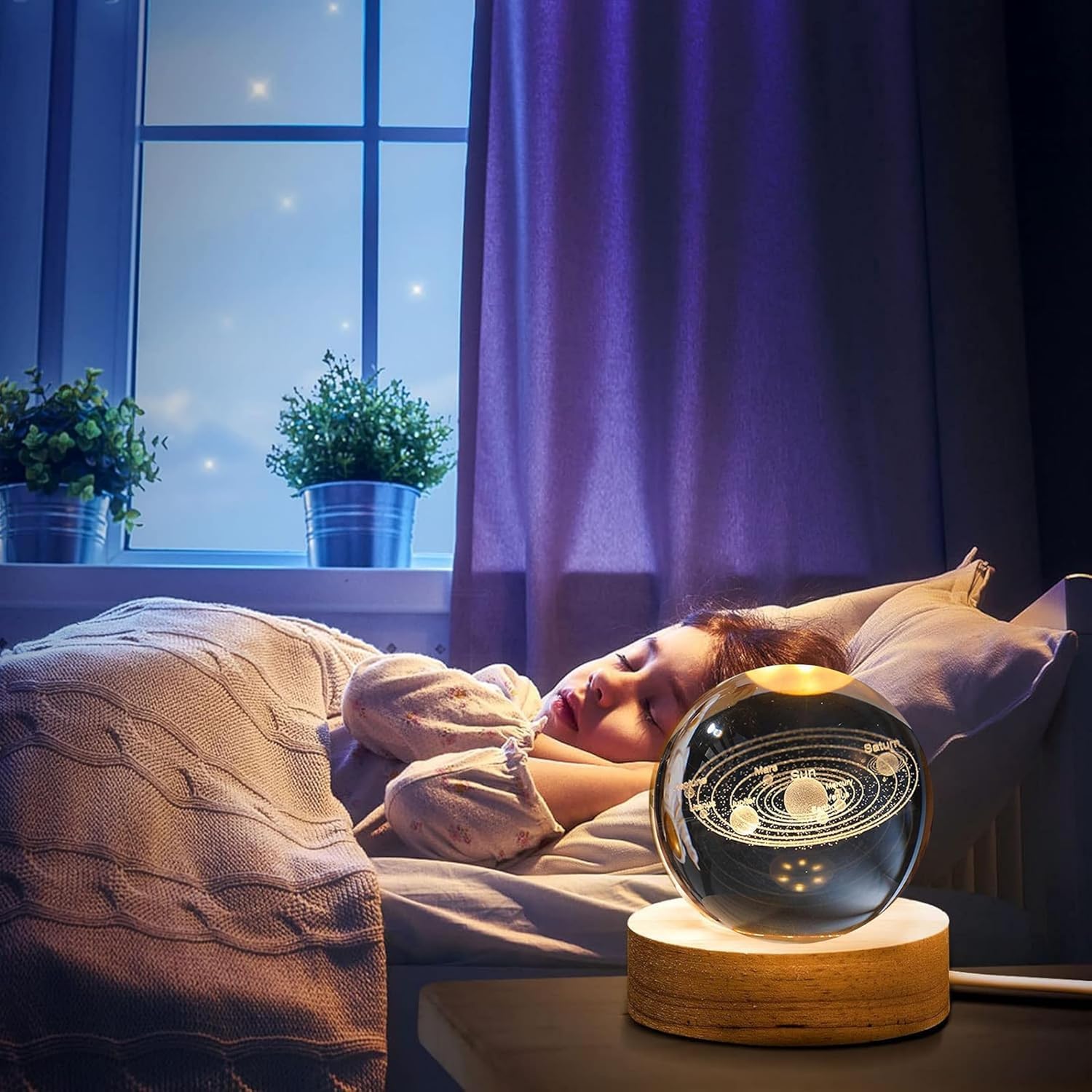 3D Crystal Ball Solar System Night Lamp | Cosmic Elegance for Your Room - Dreamzhub