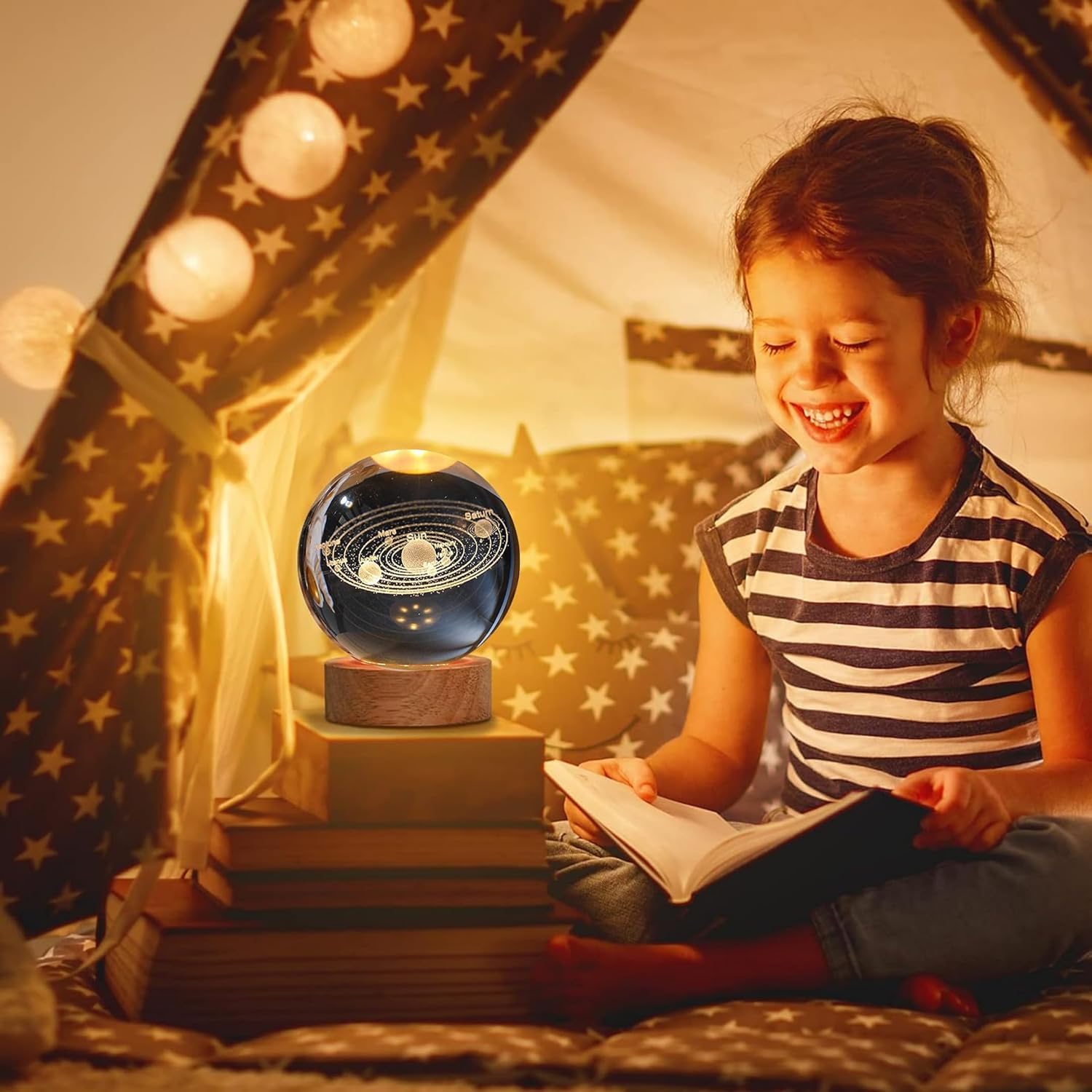 3D Crystal Ball Solar System Night Lamp | Cosmic Elegance for Your Room - Dreamzhub