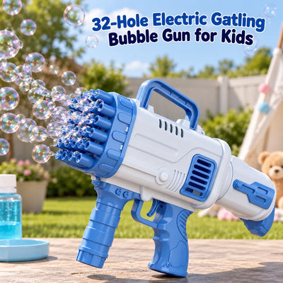 32-Hole Electric Gatling Bubble Gun for Kids