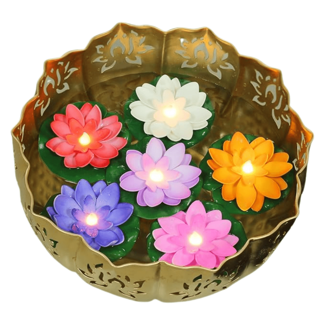 6 Pcs Lotus Flower Shape Floating Sensor LED Light - Dreamzhub