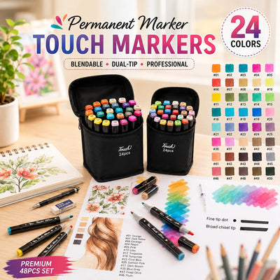 24-Color Dual-Tip Art Markers with Carrying Case