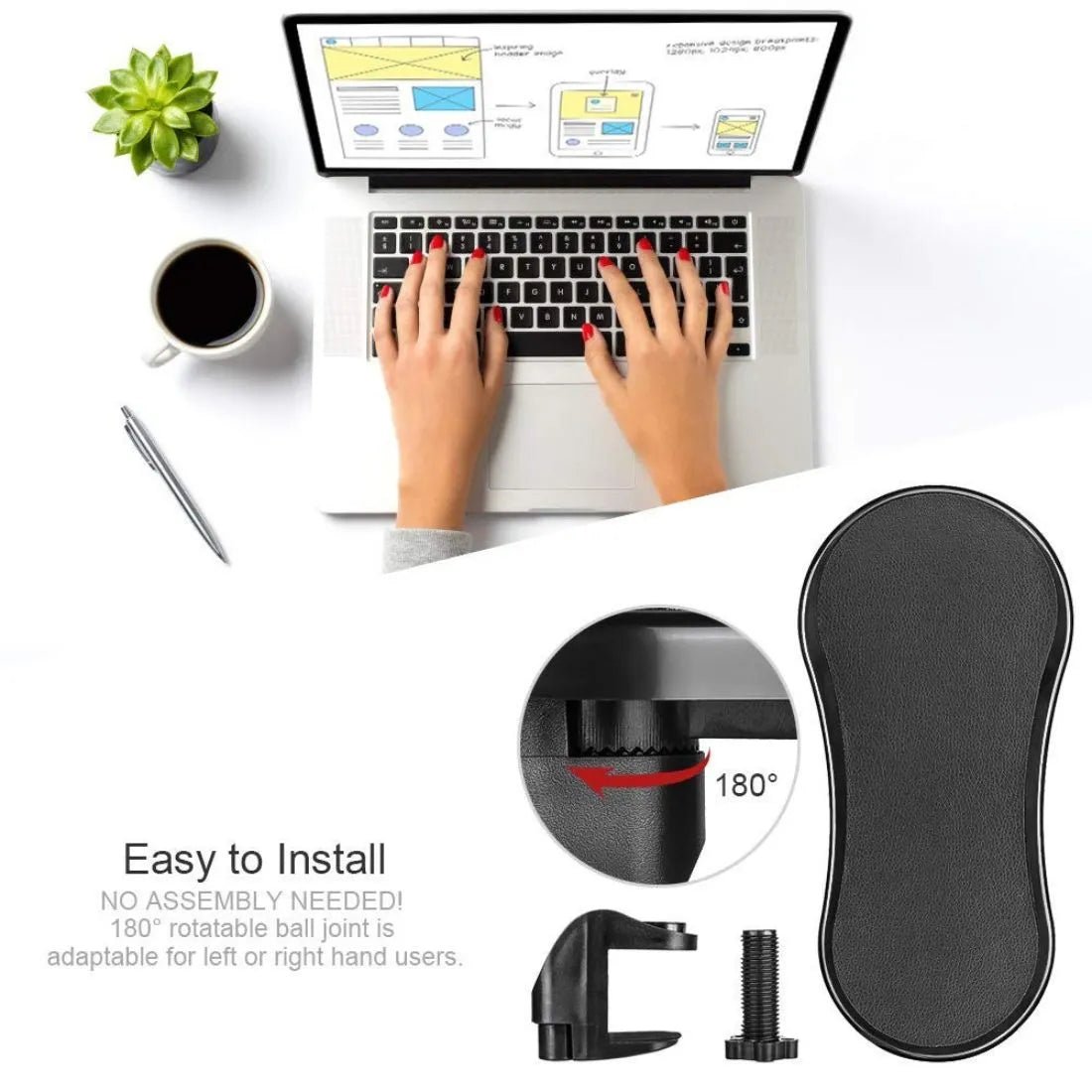 Adjustable Ergonomic Computer Arm Wrist Rest – Attachable Desk Support for Pain - Free Typing & Gaming - Dreamzhub