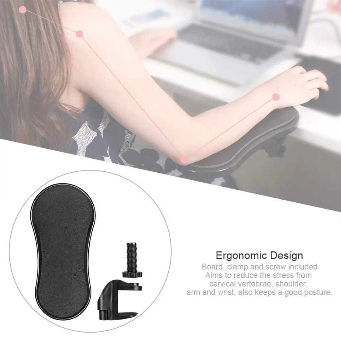 Adjustable Ergonomic Computer Arm Wrist Rest – Attachable Desk Support for Pain - Free Typing & Gaming - Dreamzhub