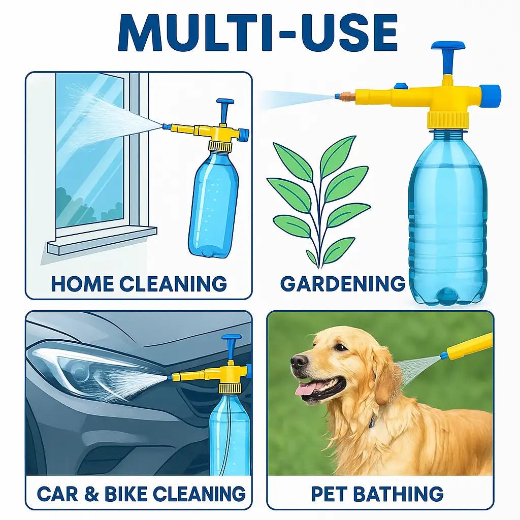 Bottle Pressure Sprayer Attachment | Handheld Pump Spray Gun | Adjustable Nozzle for Gardening & Cleaning - Dreamzhub