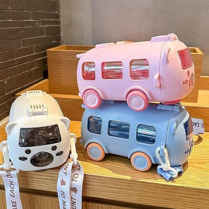 Bus Design Water Bottle with Wheels – School Water Bottle for Kids - Dreamzhub