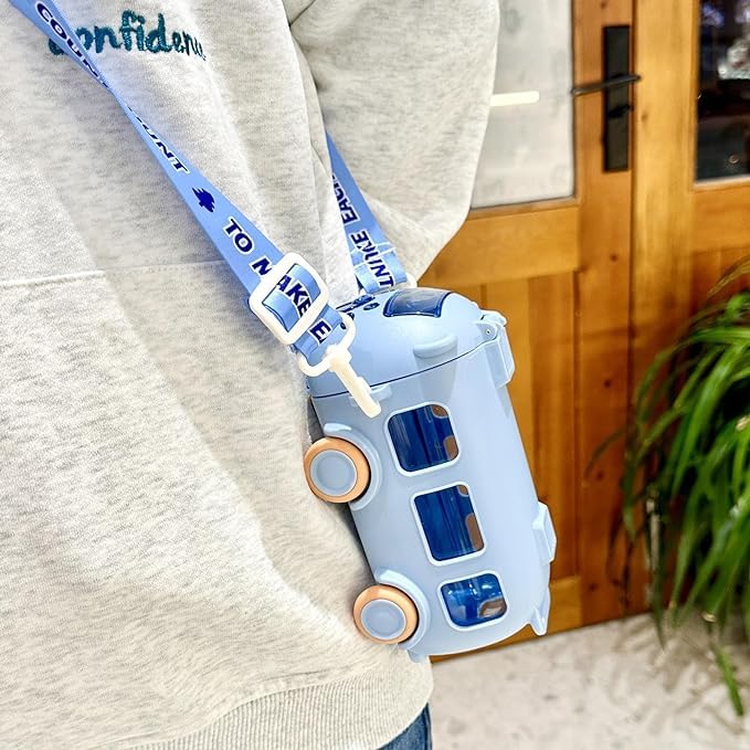 Bus Design Water Bottle with Wheels – School Water Bottle for Kids - Dreamzhub