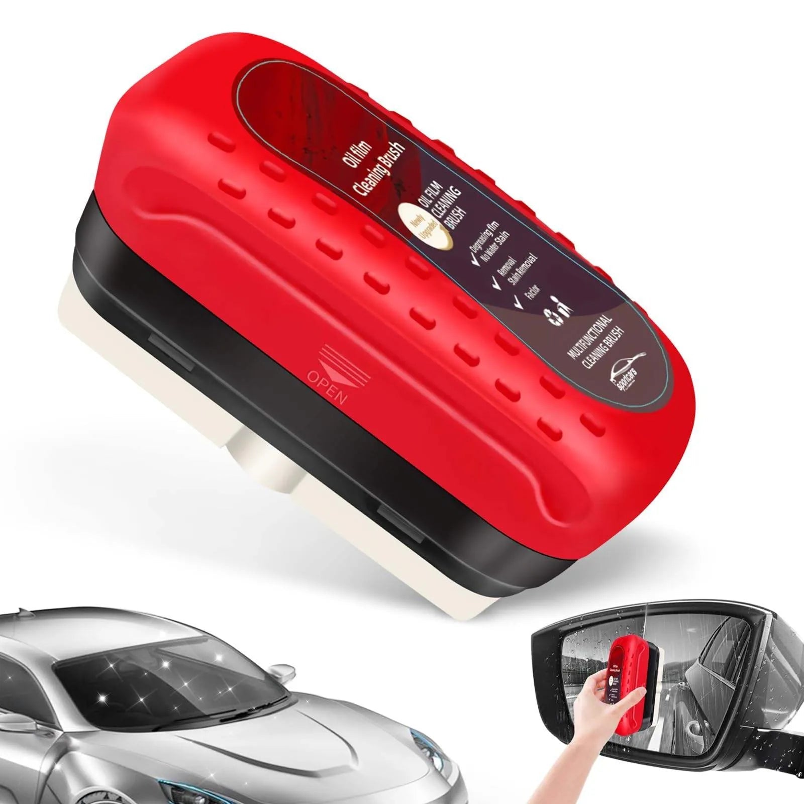 Car Glass Oil Film Remover with Cleaning Brush | Removes Oil Film, Water Spots, Grease & Wiper Marks | Clear Vision Windshield Cleaner - Dreamzhub