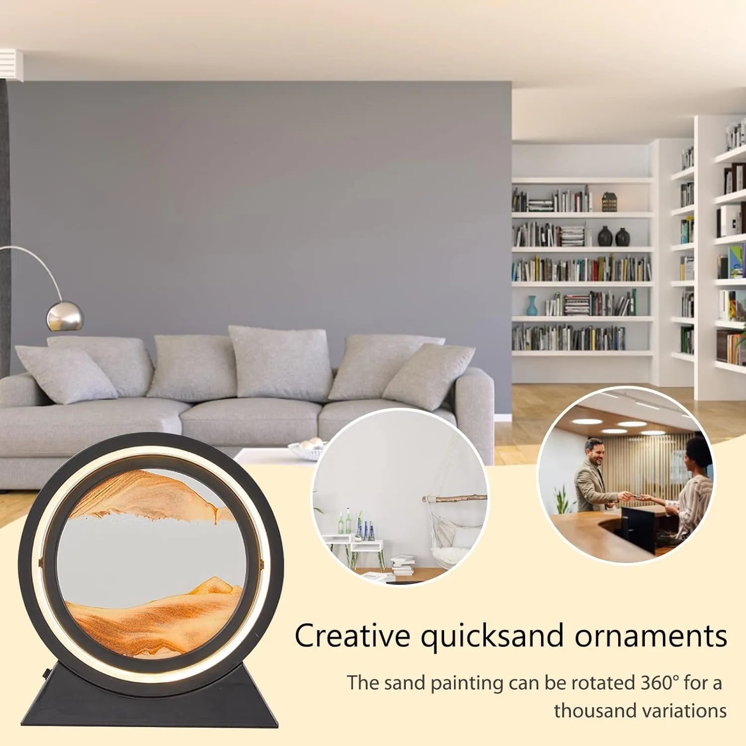 Creative Moving Sand Art Picture | 3D Quicksand Lamp with LED Light | Relaxing Desktop Sand Scene Decor for Home & Office | Rotating Hourglass Landscape Night Light Gift - Dreamzhub