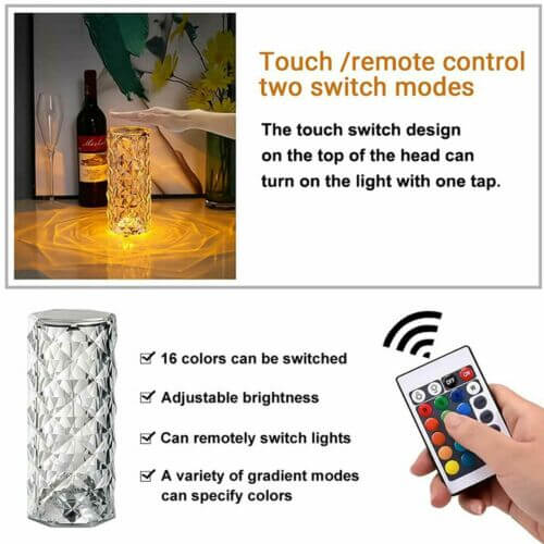 Crystal Table Rose Lamp - Dreamzhub