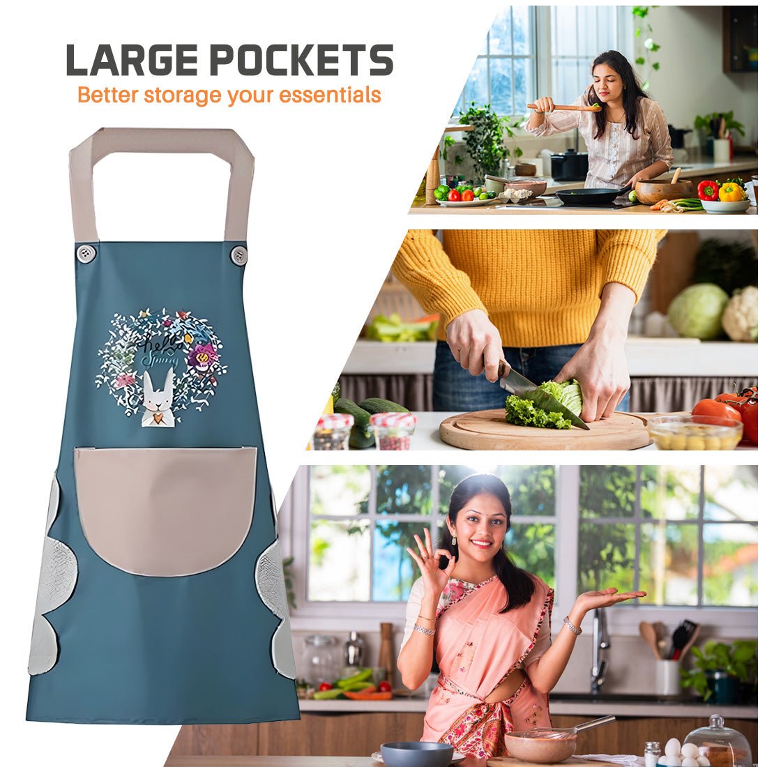 Cute Kitchen Apron with Front Pocket - Dreamzhub