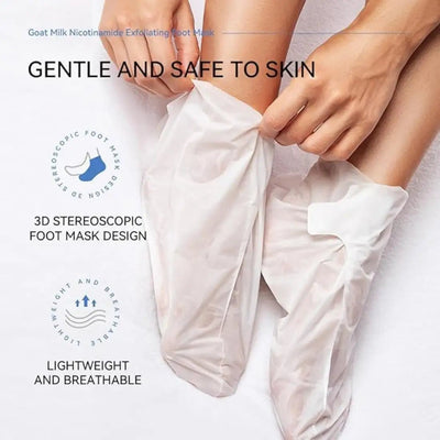 Goat Milk Exfoliating Foot Mask with Nicotinamide | Deep Moisturising & Dead Skin Removal Foot Mask - Dreamzhub