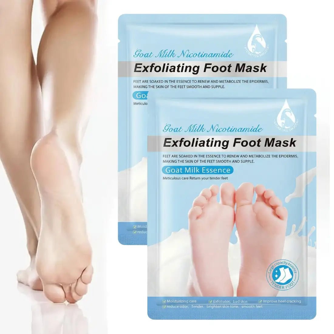 Goat Milk Exfoliating Foot Mask with Nicotinamide | Deep Moisturising & Dead Skin Removal Foot Mask - Dreamzhub
