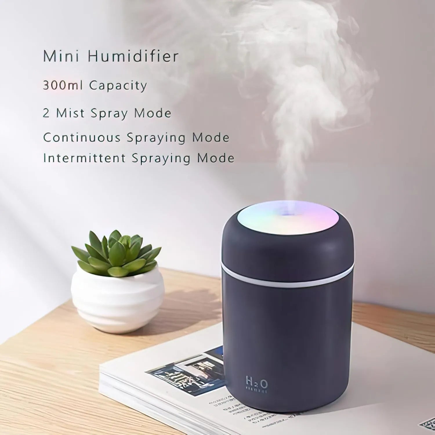 H2O Mini Air Humidifier – USB Portable Cool Mist Diffuser with LED Night Light - Dreamzhub