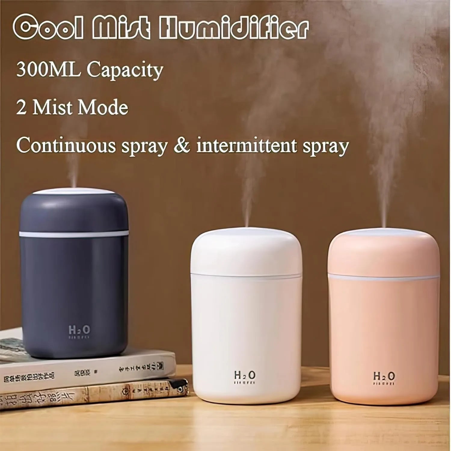 H2O Mini Air Humidifier – USB Portable Cool Mist Diffuser with LED Night Light - Dreamzhub
