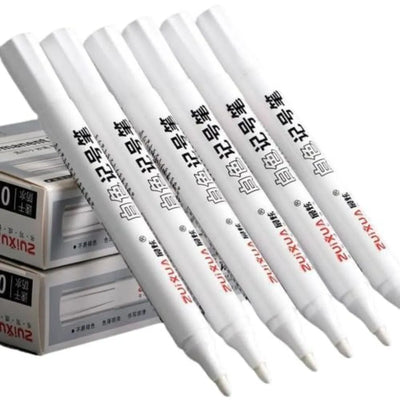 Pack of 10 Waterproof White Marker Pens for Cars & Bikes