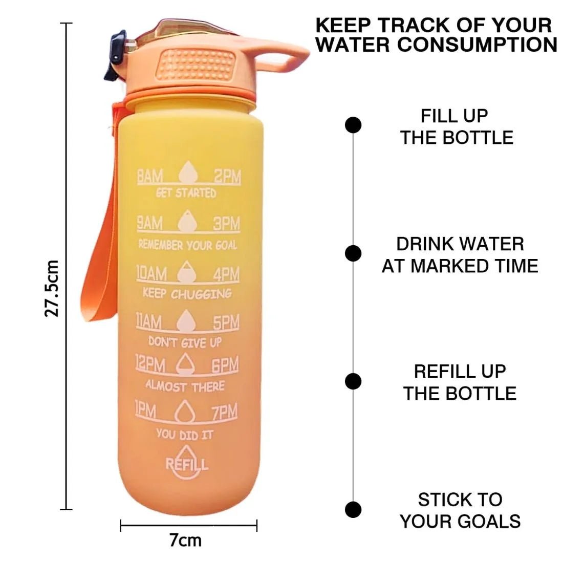 Motivational Water Bottle with Time Markers – Stay Hydrated, Stay Inspired - Dreamzhub