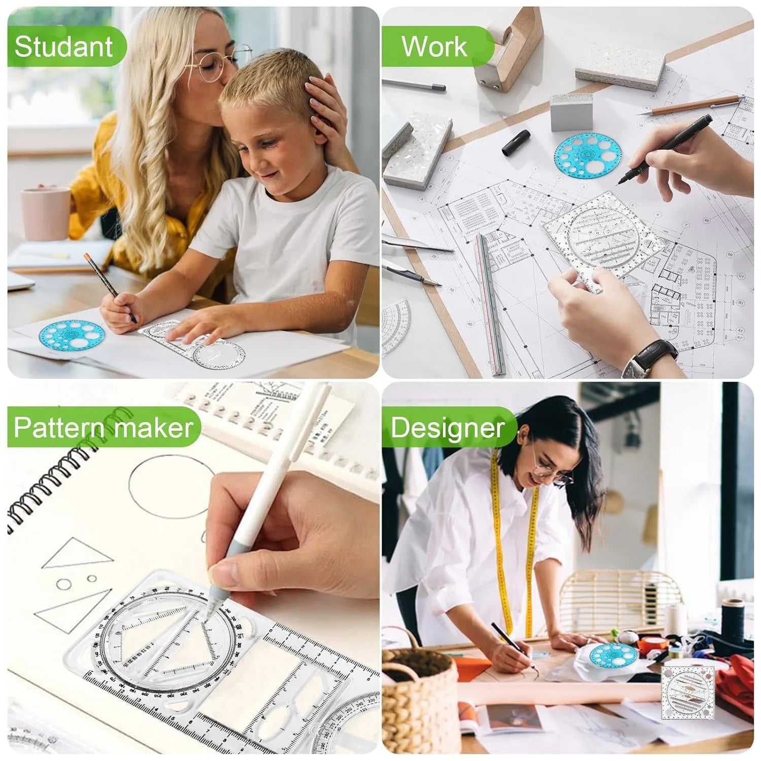 Multi - Functional Geometry Ruler – 360° Protractor, Compass & Measuring Tool for Students & Designers - Dreamzhub