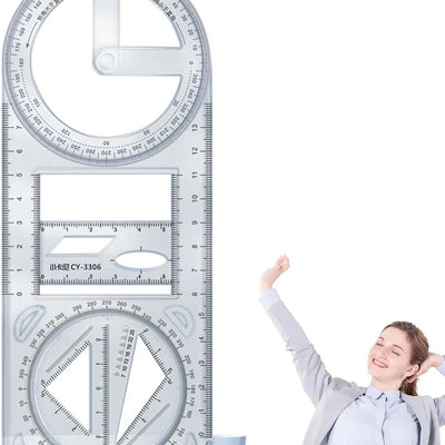 Multi - Functional Geometry Ruler – 360° Protractor, Compass & Measuring Tool for Students & Designers - Dreamzhub