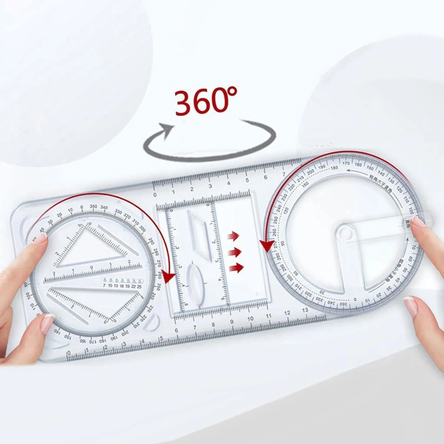 Multi - Functional Geometry Ruler – 360° Protractor, Compass & Measuring Tool for Students & Designers - Dreamzhub