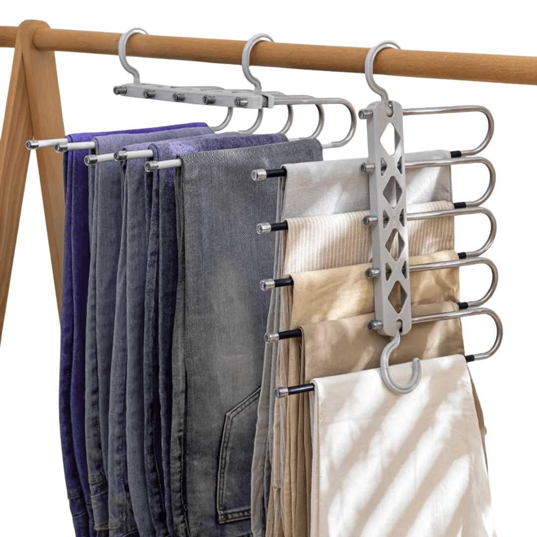 Non - Slip 5 - Layered Pants Rack Hanger – Multi - Functional Space - Saving Closet Organizer for Pants, Trousers, Scarves & More - Dreamzhub