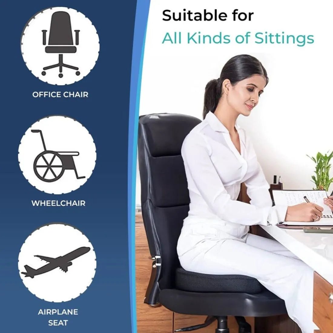 Orthopedic Memory Foam Seat Cushion – Large | Superior Comfort & Support for Back Pain Relief - Dreamzhub