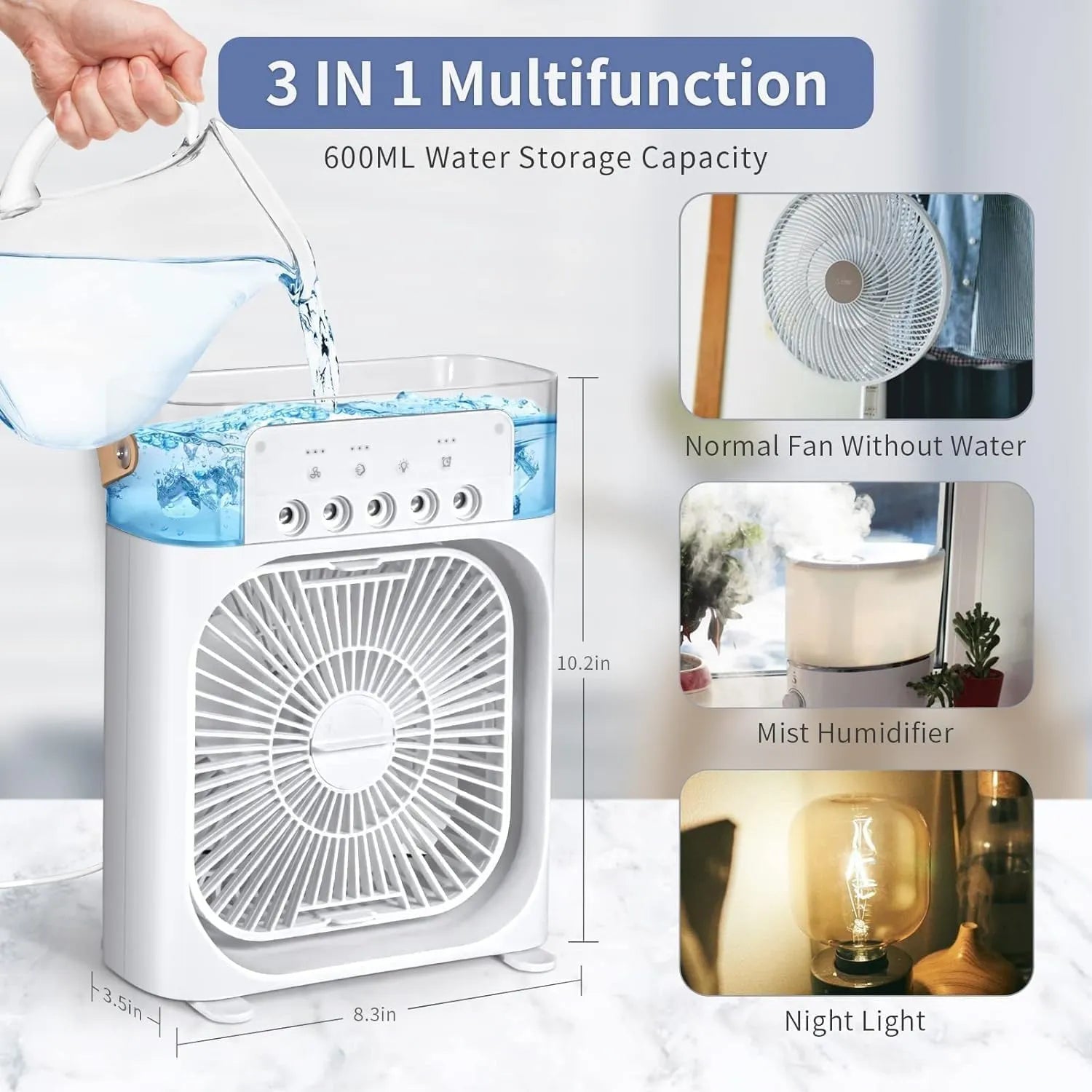 Portable 3 - in - 1 Air Conditioner Fan & Cooler – Instant Cooling for Home & Office - Dreamzhub