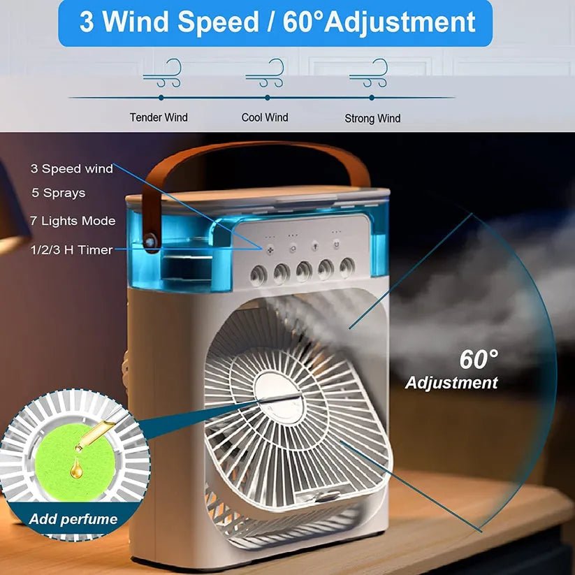 Portable 3 - in - 1 Air Conditioner Fan & Cooler – Instant Cooling for Home & Office - Dreamzhub