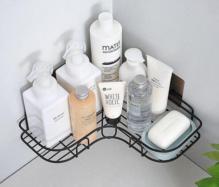 Self - Adhesive Metal Corner Storage Rack | Space - Saving Bathroom & Kitchen Organizer - Dreamzhub