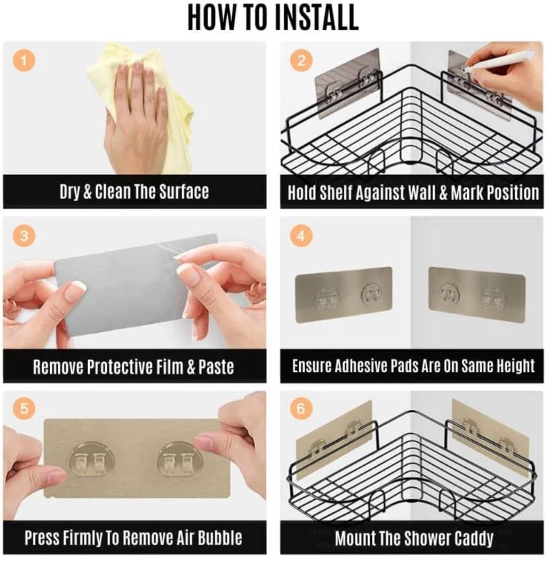 Self - Adhesive Metal Corner Storage Rack | Space - Saving Bathroom & Kitchen Organizer - Dreamzhub