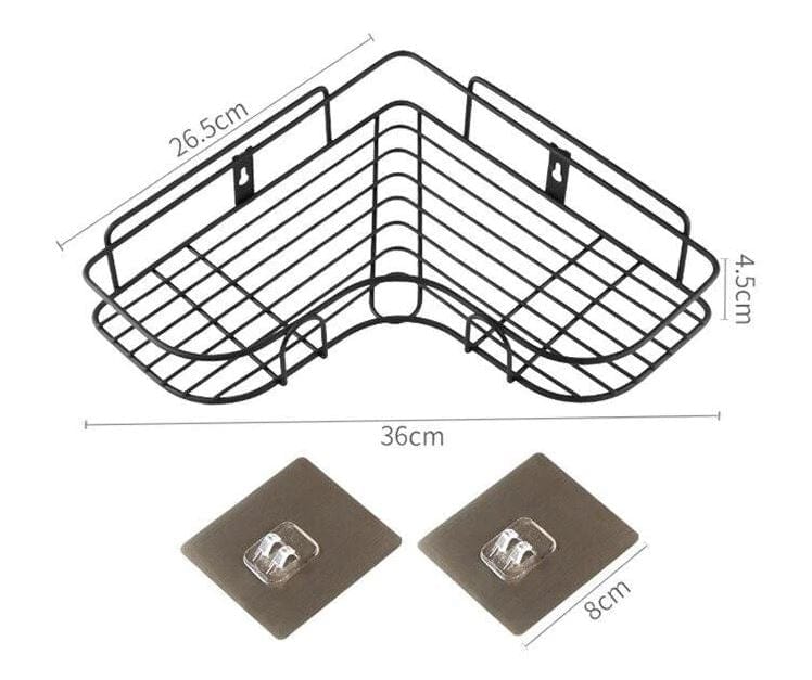 Self - Adhesive Metal Corner Storage Rack | Space - Saving Bathroom & Kitchen Organizer - Dreamzhub