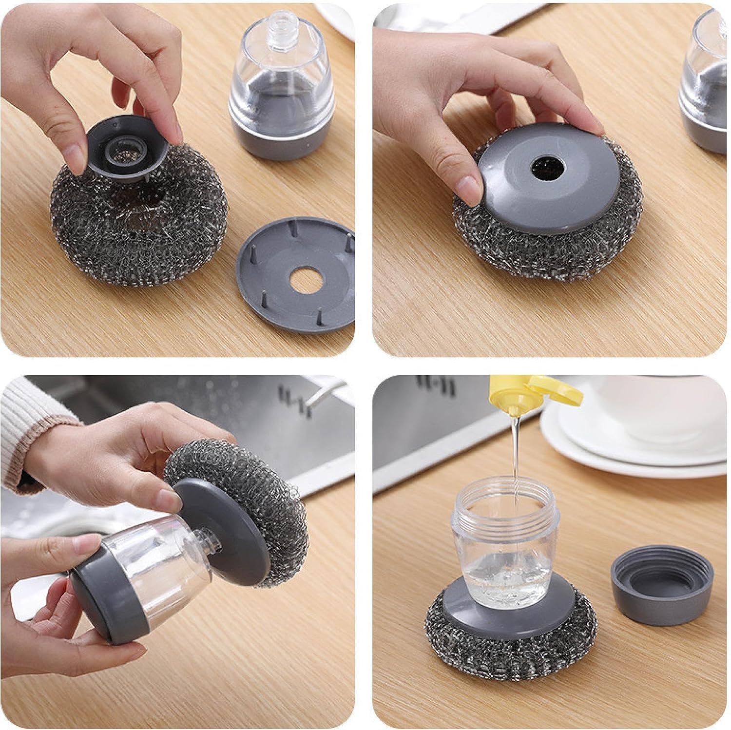 Soap Dispensing Palm Brush | Compact Kitchen Scrubber for Easy Cleaning - Dreamzhub