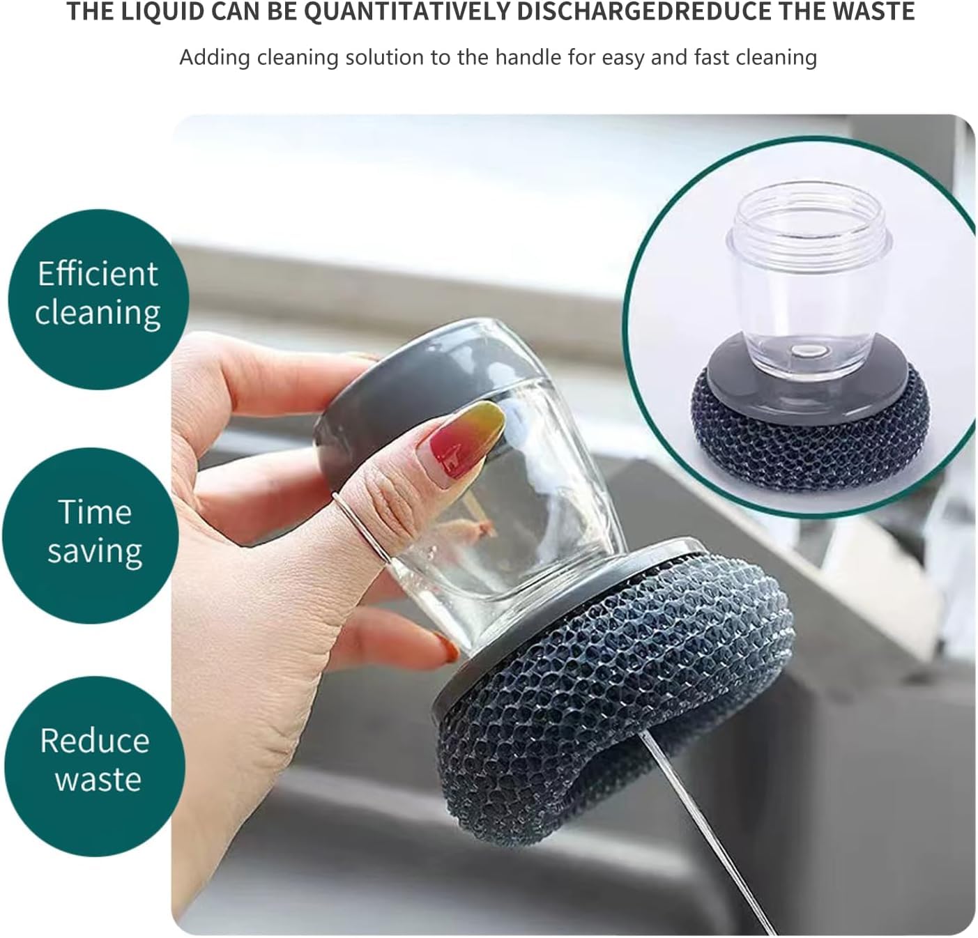 Soap Dispensing Palm Brush | Compact Kitchen Scrubber for Easy Cleaning - Dreamzhub