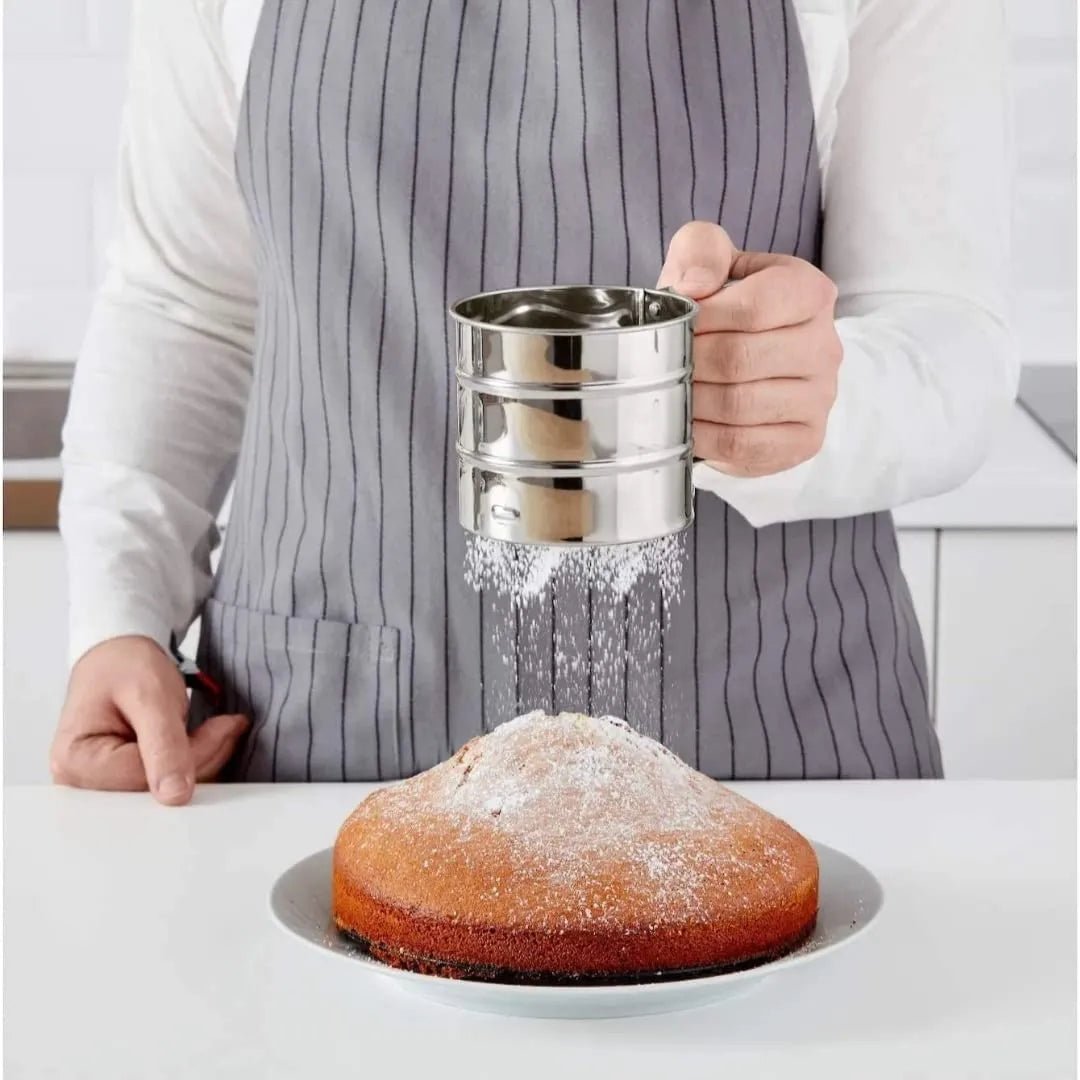 Stainless Steel Flour Sifter – Double - Layer Fine Mesh Baking Sifter with One - Hand Press Crank - Dreamzhub
