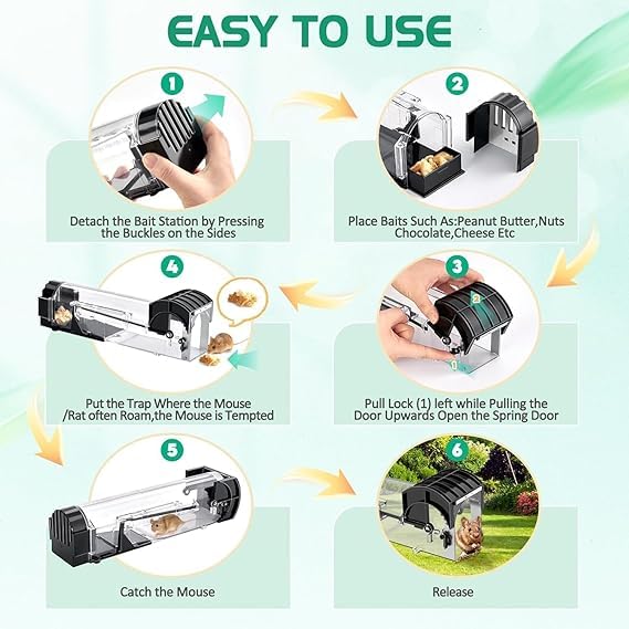 Transparent Automatic Lock Rat Trap Cage – Humane & Reusable Rodent Catcher for Home & Garden - Dreamzhub