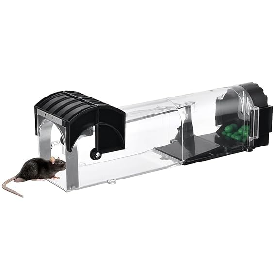Transparent Automatic Lock Rat Trap Cage – Humane & Reusable Rodent Catcher for Home & Garden - Dreamzhub