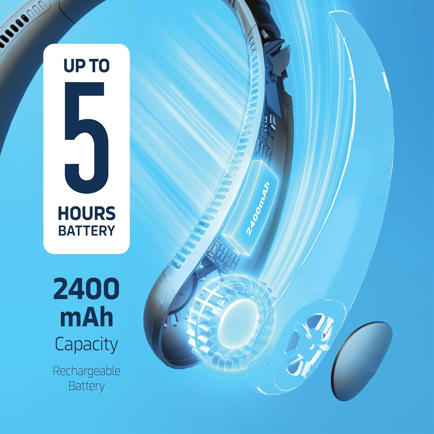 USB Charging Battery Operated Portable Rechargeable Personal Neck Fan | Bladeless Neck Cooling Fan with Strong Airflow, Wearable Cooling Fan - Dreamzhub