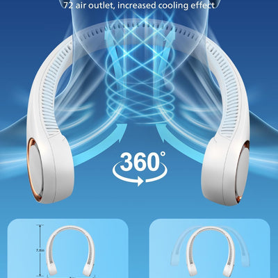 USB Charging Battery Operated Portable Rechargeable Personal Neck Fan | Bladeless Neck Cooling Fan with Strong Airflow, Wearable Cooling Fan - Dreamzhub