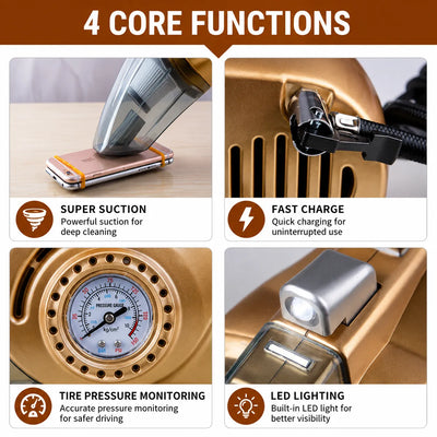 4 in 1 Car Vacuum Cleaner with Tyre Inflator