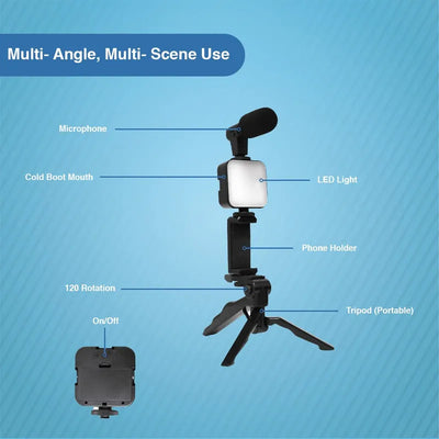 Remote Controlled Smart Video Making Kit with Inbuilt Flood Light + Mic + Tripod