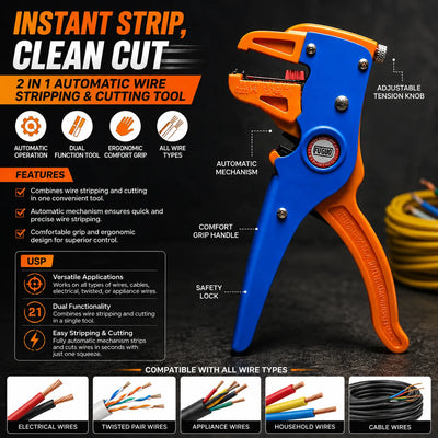 2 IN 1 Automatic Wire Stripping & Cutting Tool