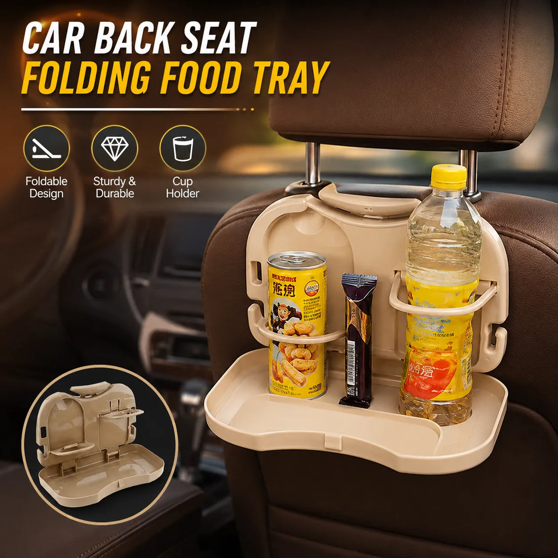 Multifunctional Car Back Seat Organiser with Folding Tray