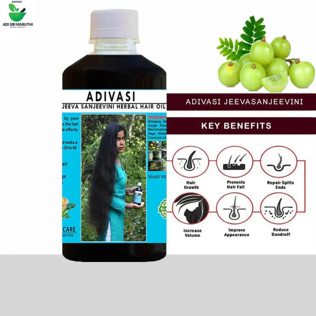 Natural Herbal Hair Growth Oil | Adivasi Jeevasanjivani