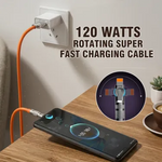 120 Watts Rotating Head Super Fast Charging Cable